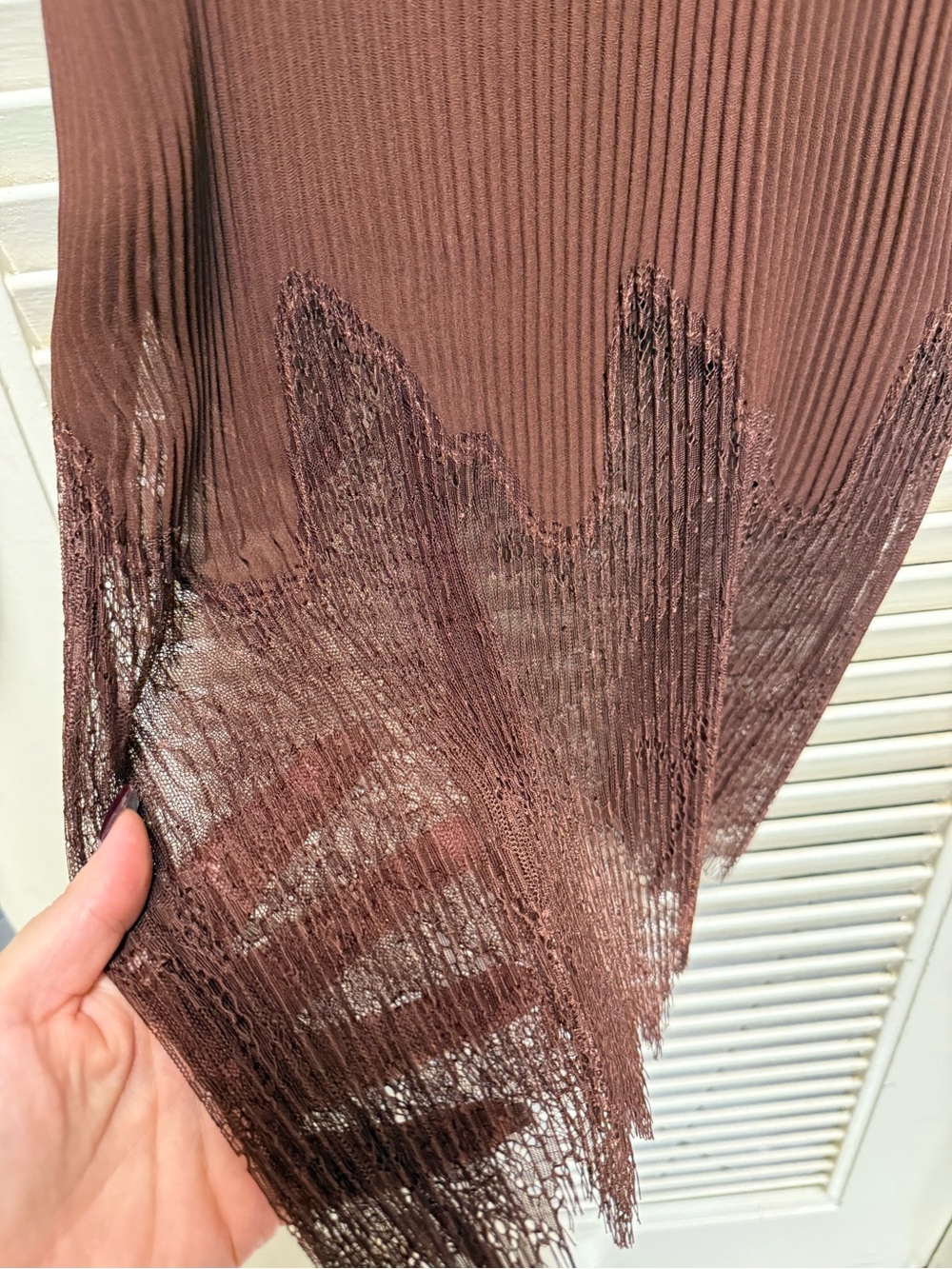 Zara Brown Lace-Trim Slip Dress - Picture 6 of 6
